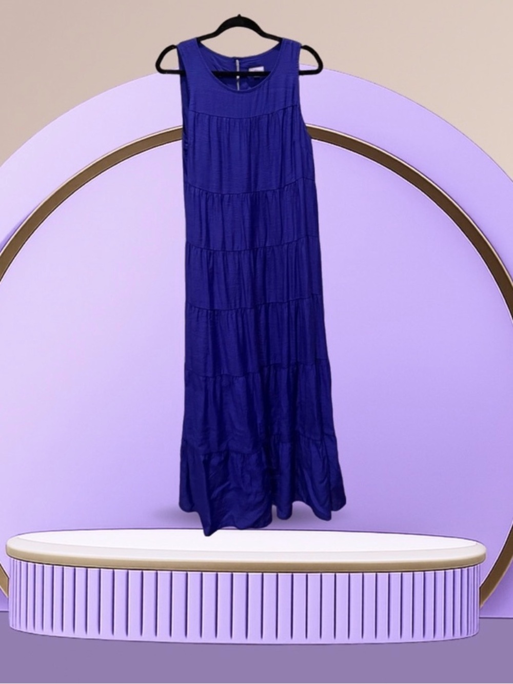J Jill Women’s Sleeveless Tiered Maxi Dress in Royal Blue Like New - Picture 2 of 3